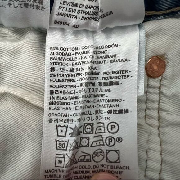 Levi's 501 Jeans Mens Size 32x30 Blue Straight Leg Button Fly Denim Stretch - Picture 11 of 15